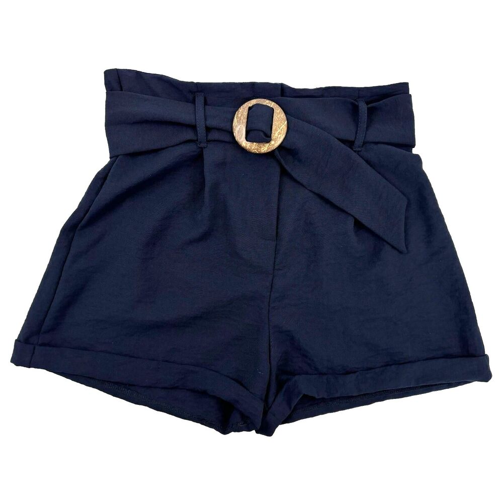 NWT Altar'd State High Rise Shorts Cinch Waist‎ Paper Bag Navy Blue Medium 6-8